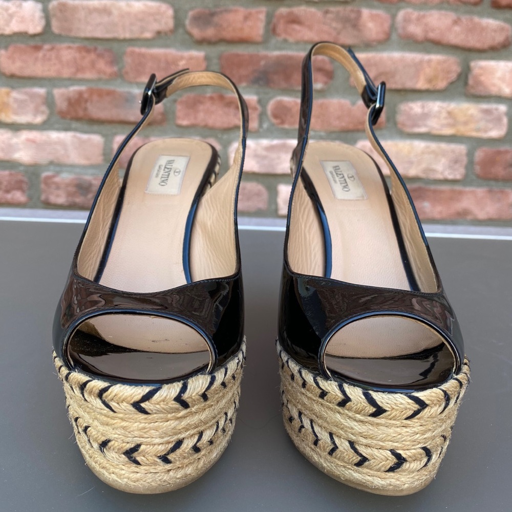 Valentino Patent Leather Espadrille Wedges - S 39 - Picture 5 of 10